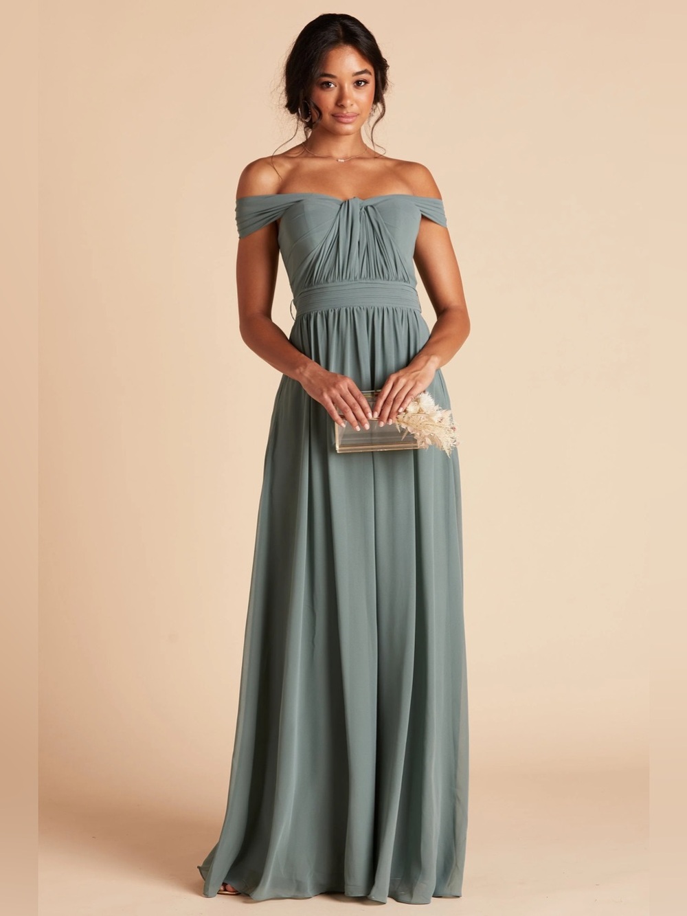 Birdy Grey Olive Green Chiffon Maxi Dress